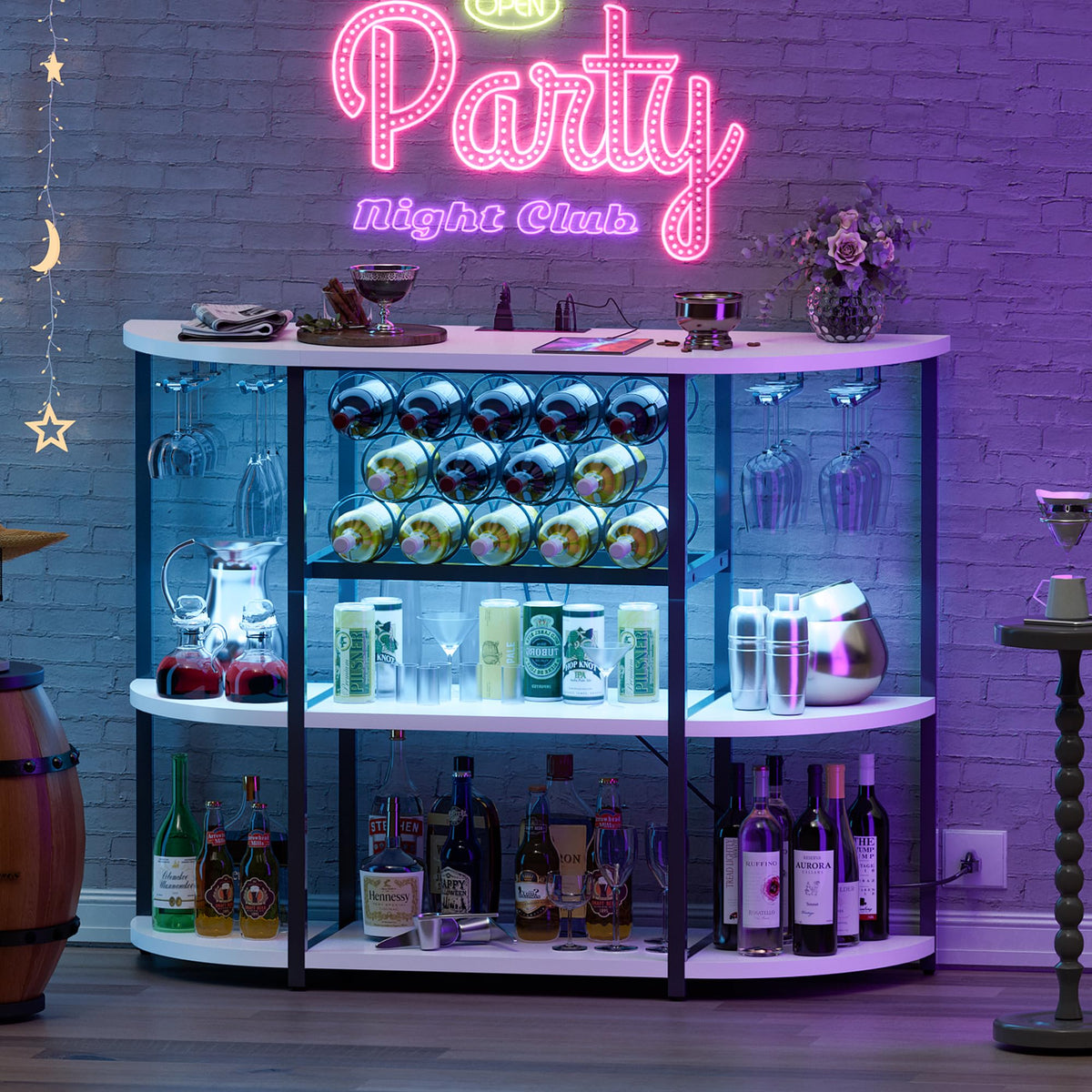 White LED Wine Bar Cabinet