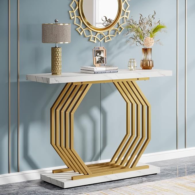 Black Faux Marble Console Table