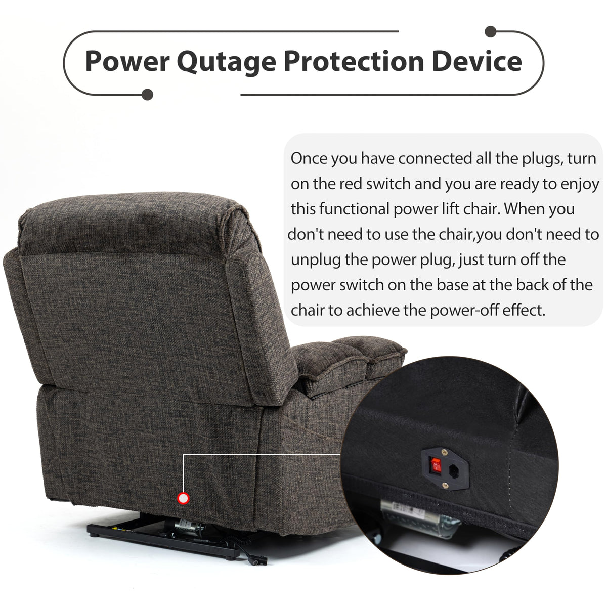 JIKFRIMA 27in Extra Wide Power Lift Recliner Chair for Big Tall Elderly