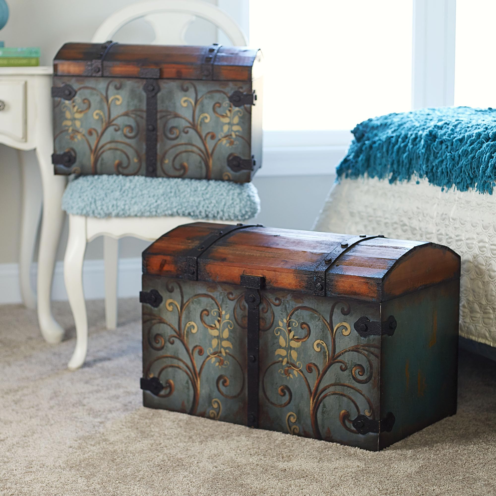 Vintage Wood Storage Trunk – Large