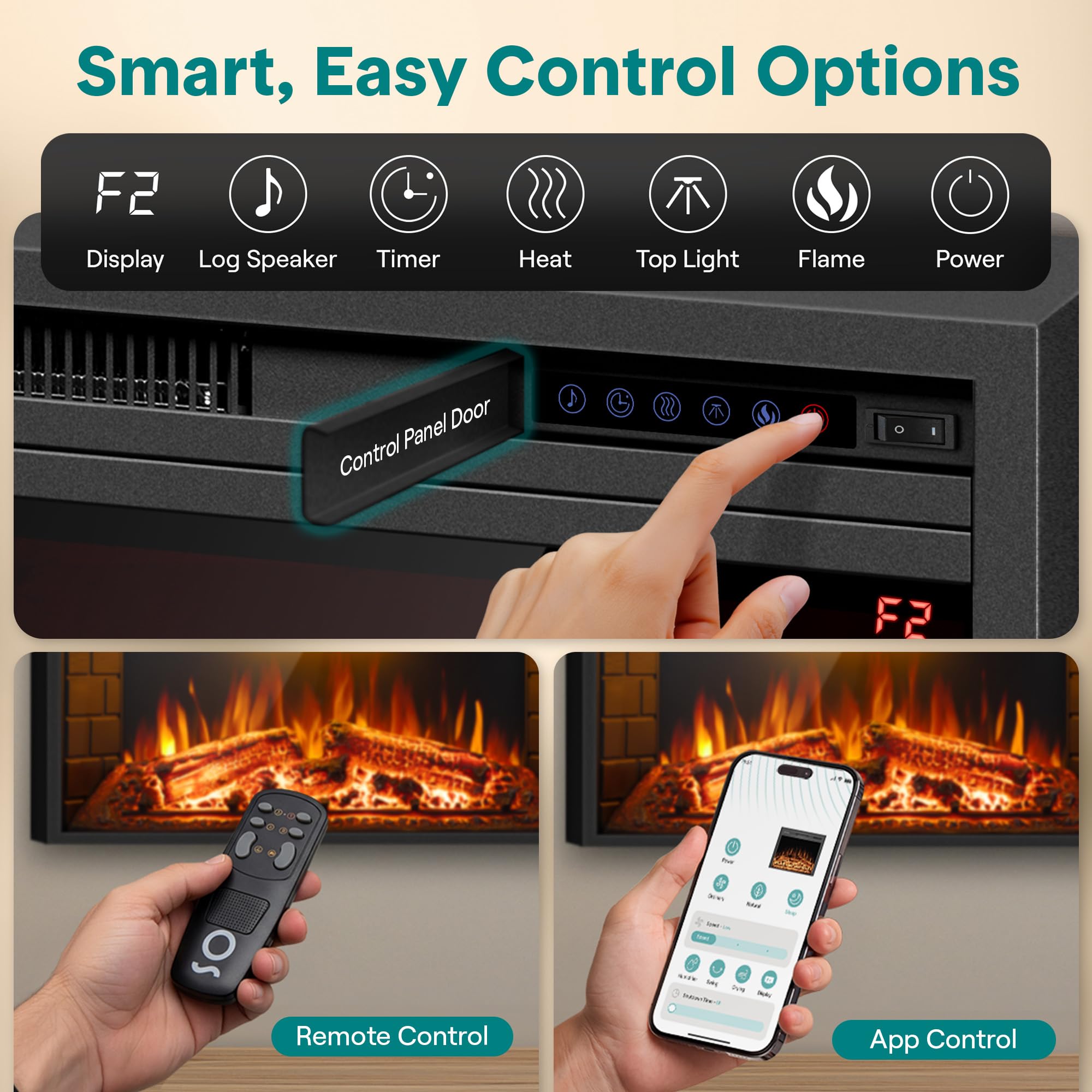 36" Electric Fireplace Insert with Heater
