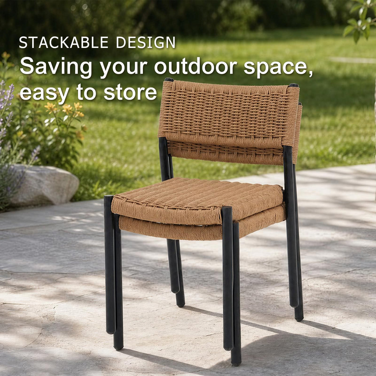 SUNSITT Patio Dining Chair Set of 2 Assembled Wicker Dining Chairs
