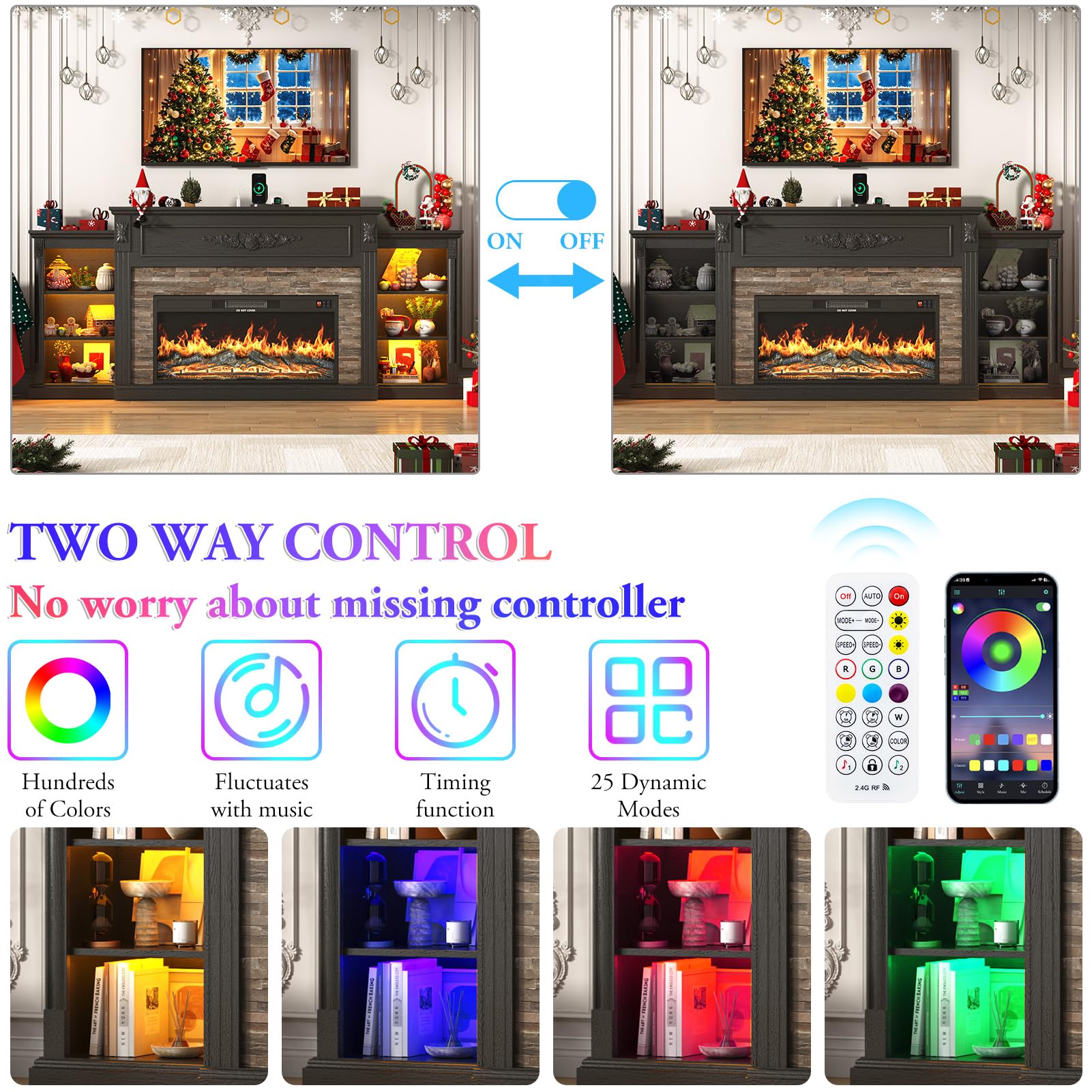 85" Electric Fireplace TV Stand with 36" Firebox
