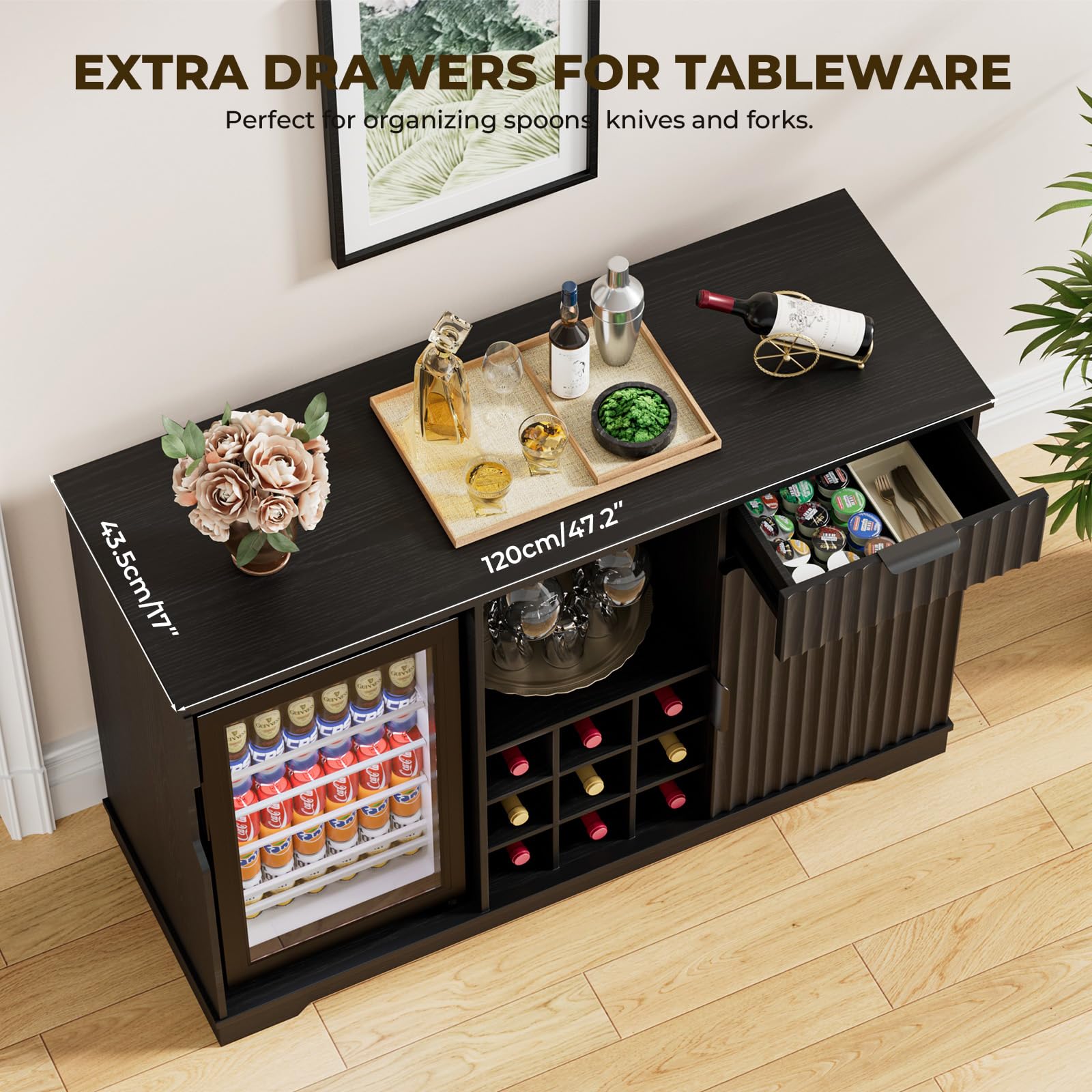Coffee Bar Cabinet with Fridge