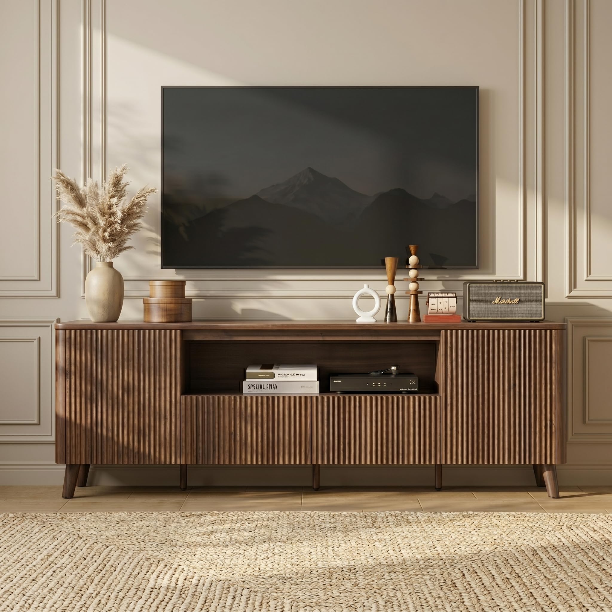 Mid-Century Modern TV Stand for 80" TVs with Storage