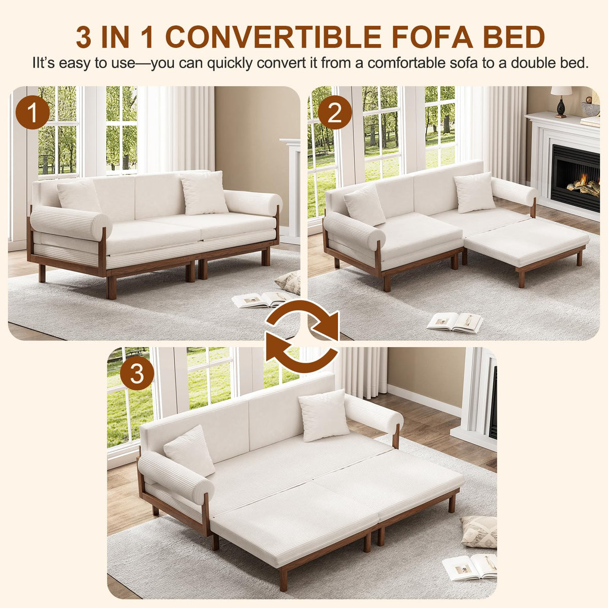 Corduroy Pull-Out Sofa Bed