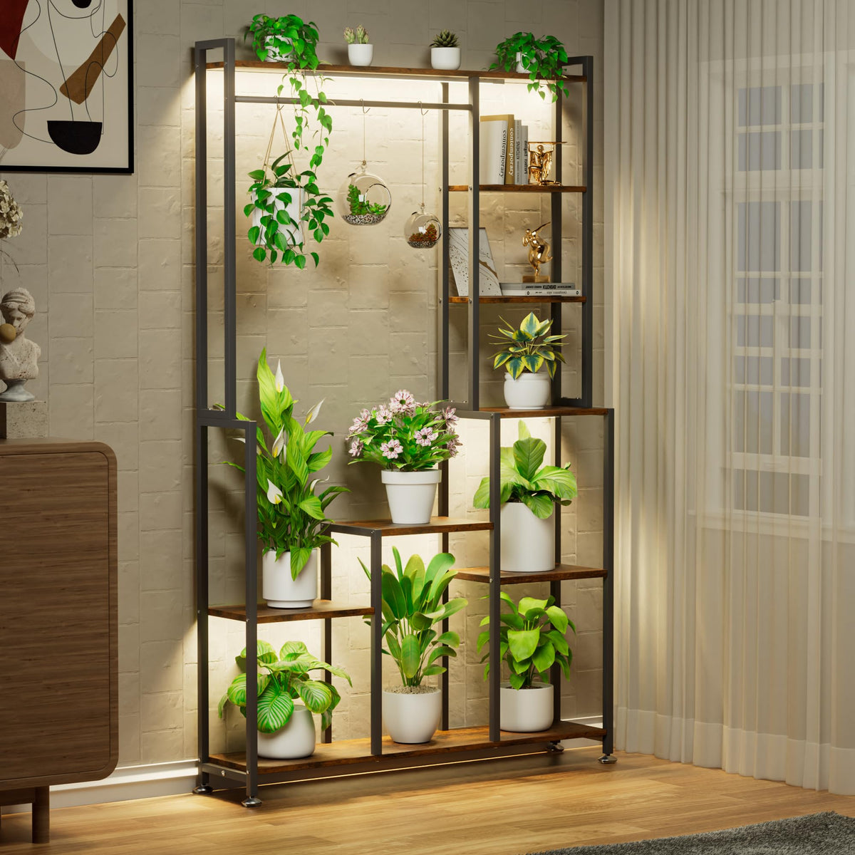 CODACE Plant Stand Indoor with Grow Light - 71 Inches Tall Plant Shelf