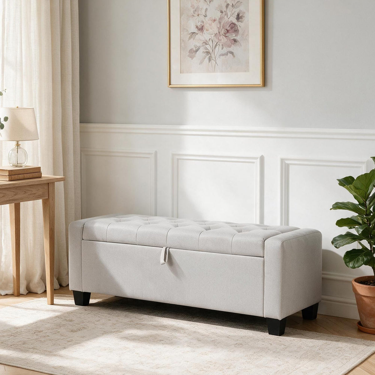 Fromann Upholstered Storage Ottoman Bench for Bedroom Living Room Entryway