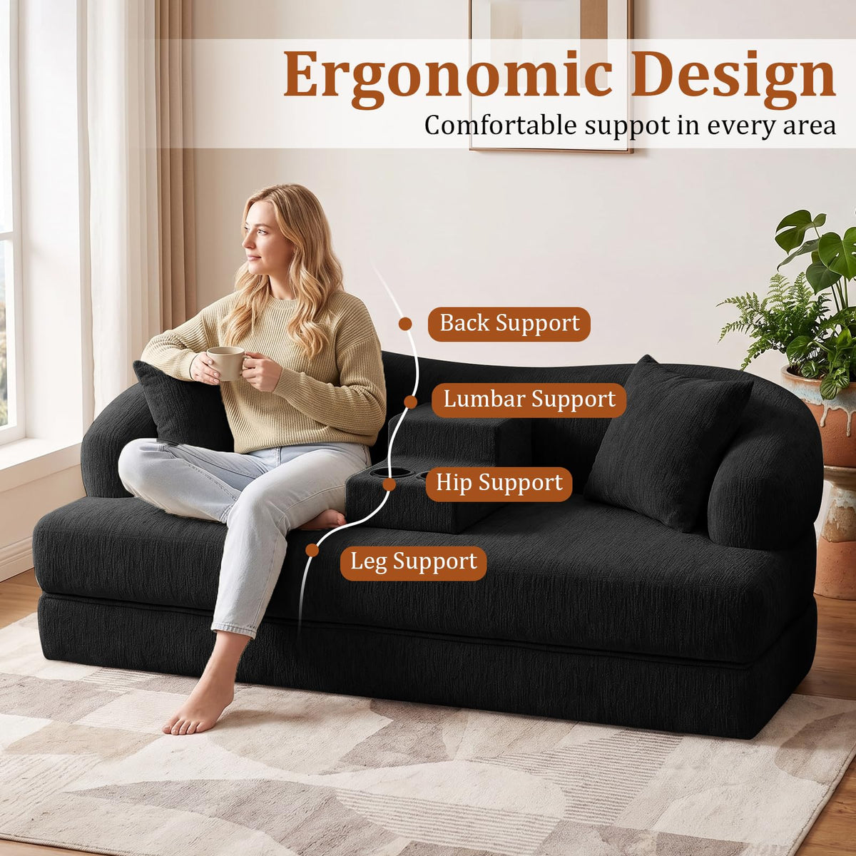 CUBIOU 70" Convertible Sofa Bed, Boneless Futon Sleeper Loveseat Couch