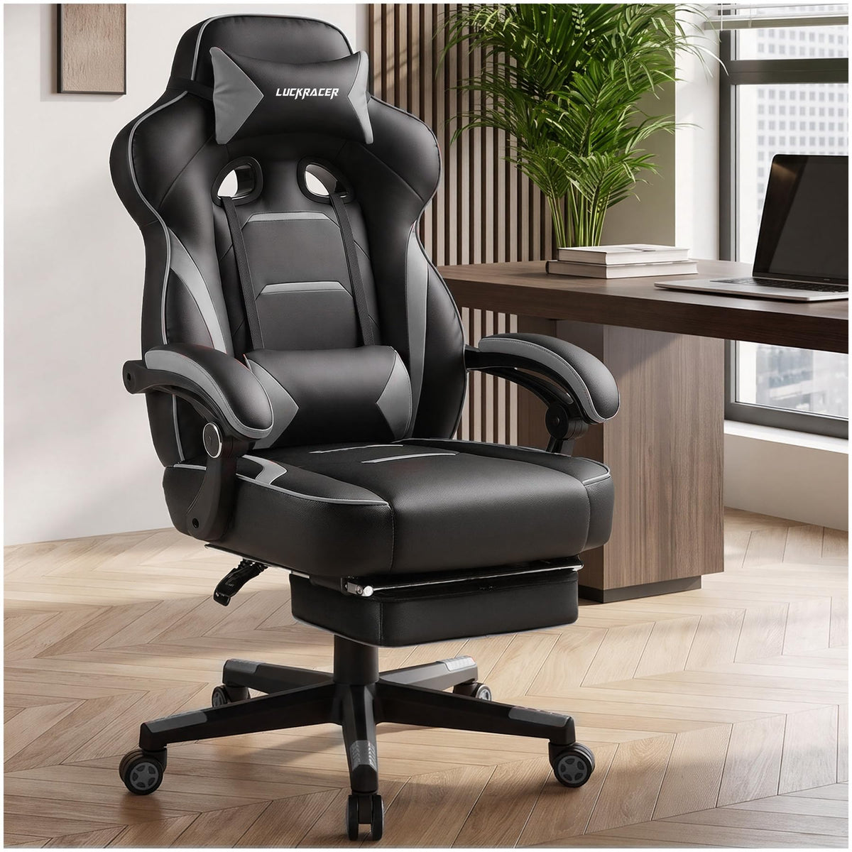 LUCKRACER Executive Office Chair Ergonomic Gaming Chair with Foot Rest
