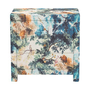 Baxton Studio Adeline End Table with Printed Nature Motif - 3-Drawer Storage Cabinet with Gold Knobs