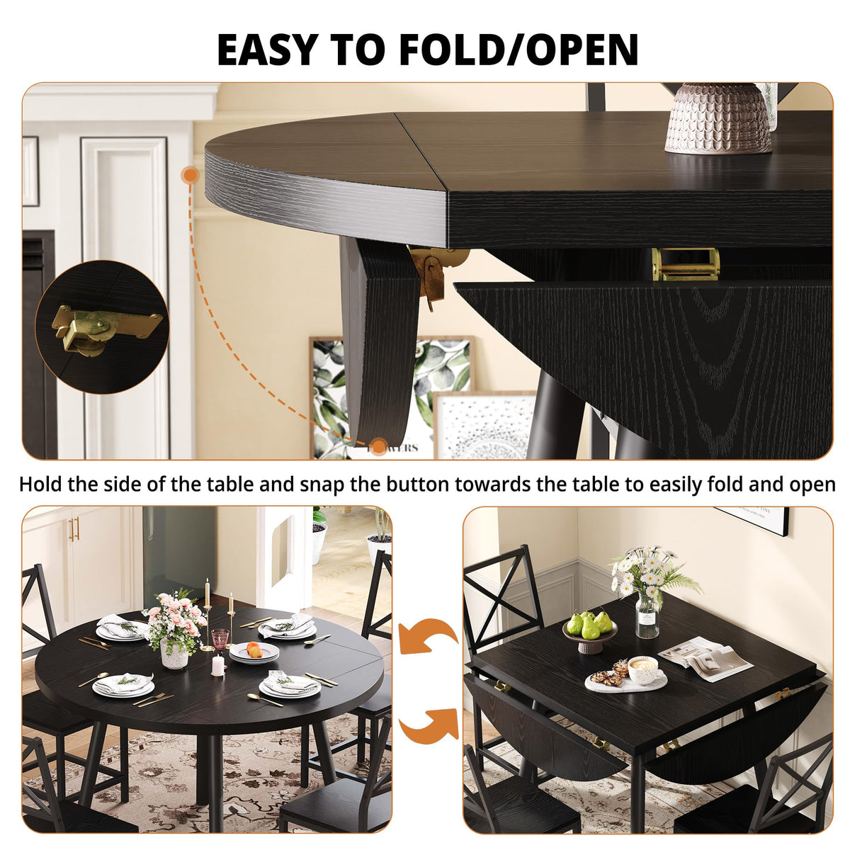 Round Drop-Leaf Dining Set