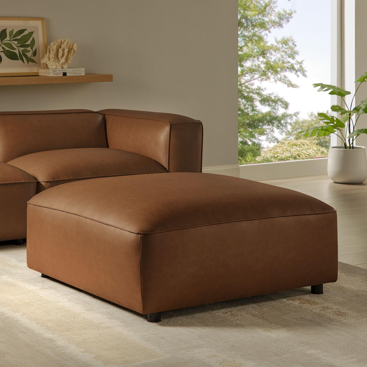 Square Vegan Leather Ottoman