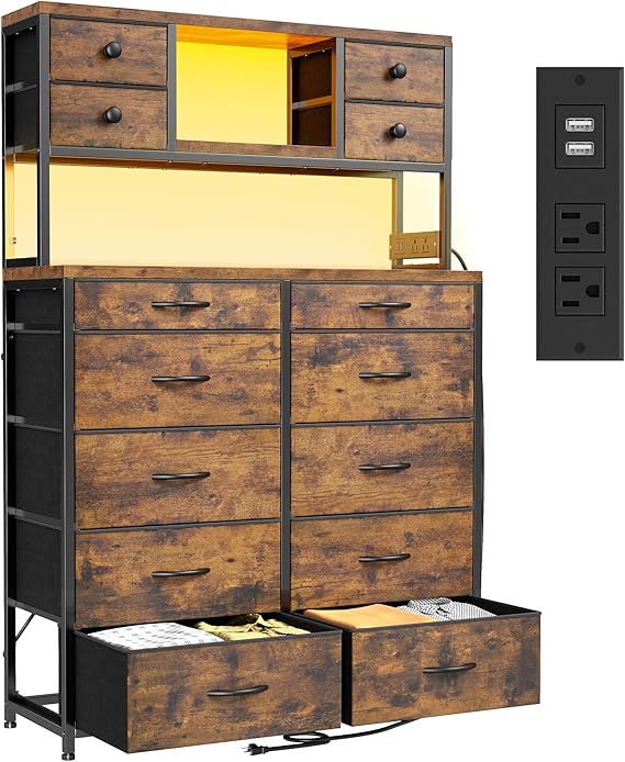 Dresser with LED Lights & Charging Station