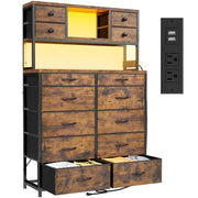 14-Drawer Fabric Dresser with LED Lights
