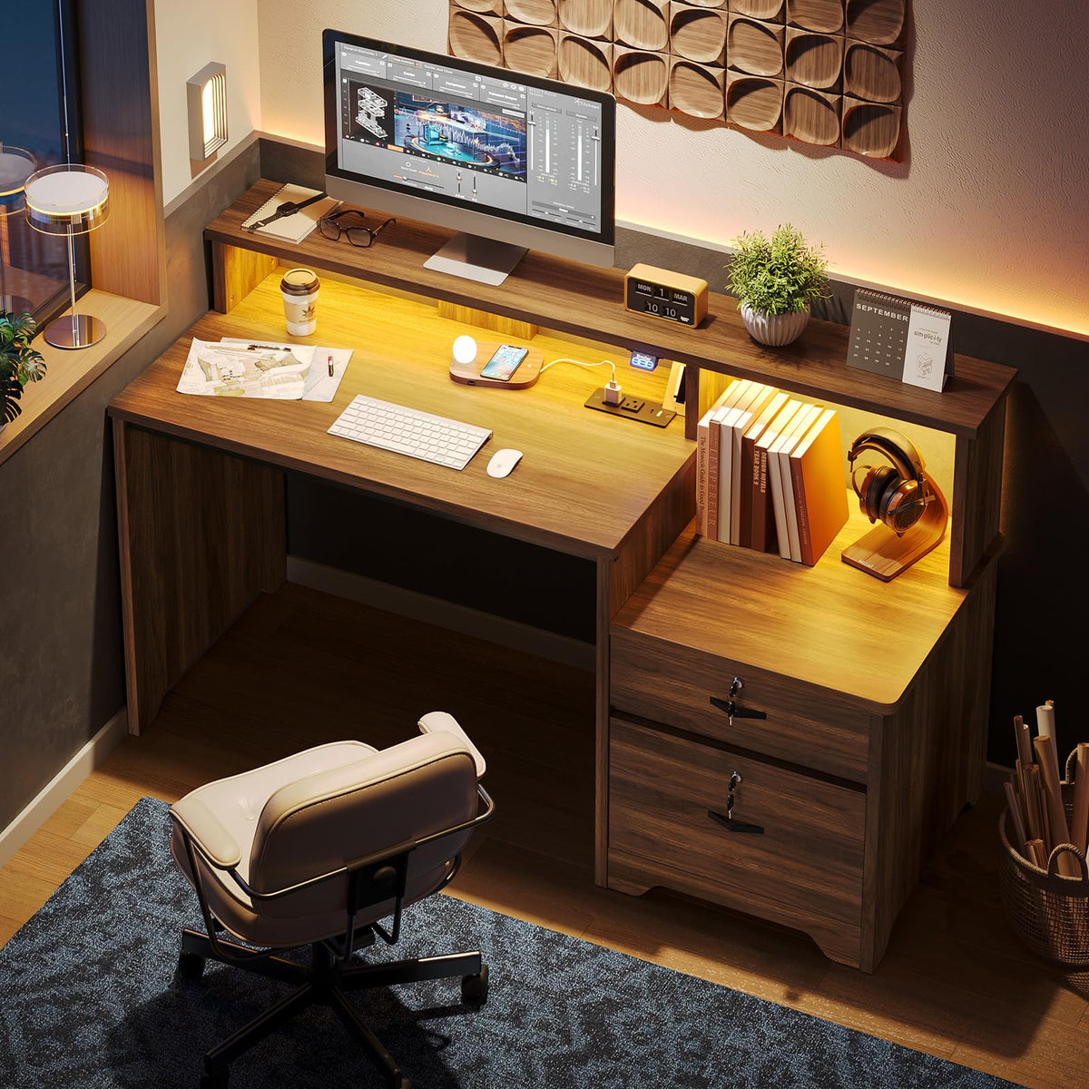 Computer Desk with Charging Station