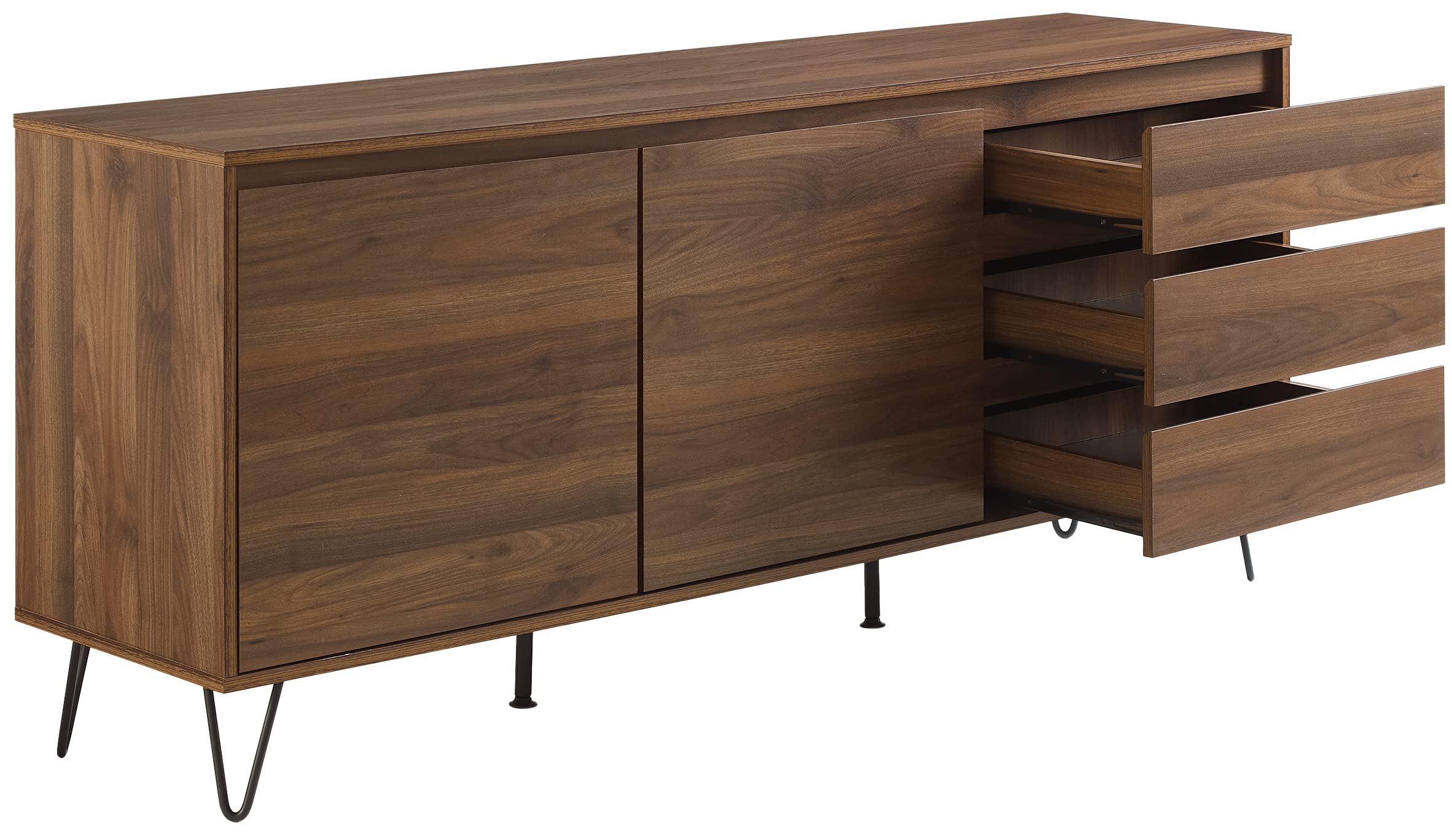 Mid-Century Record Storage Sideboard – Brown Oak