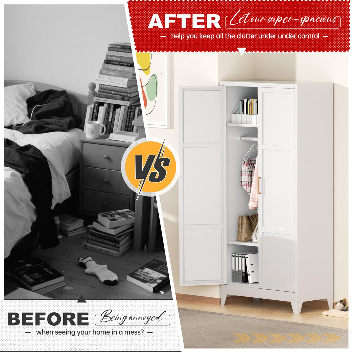 White Metal Wardrobe Cabinet