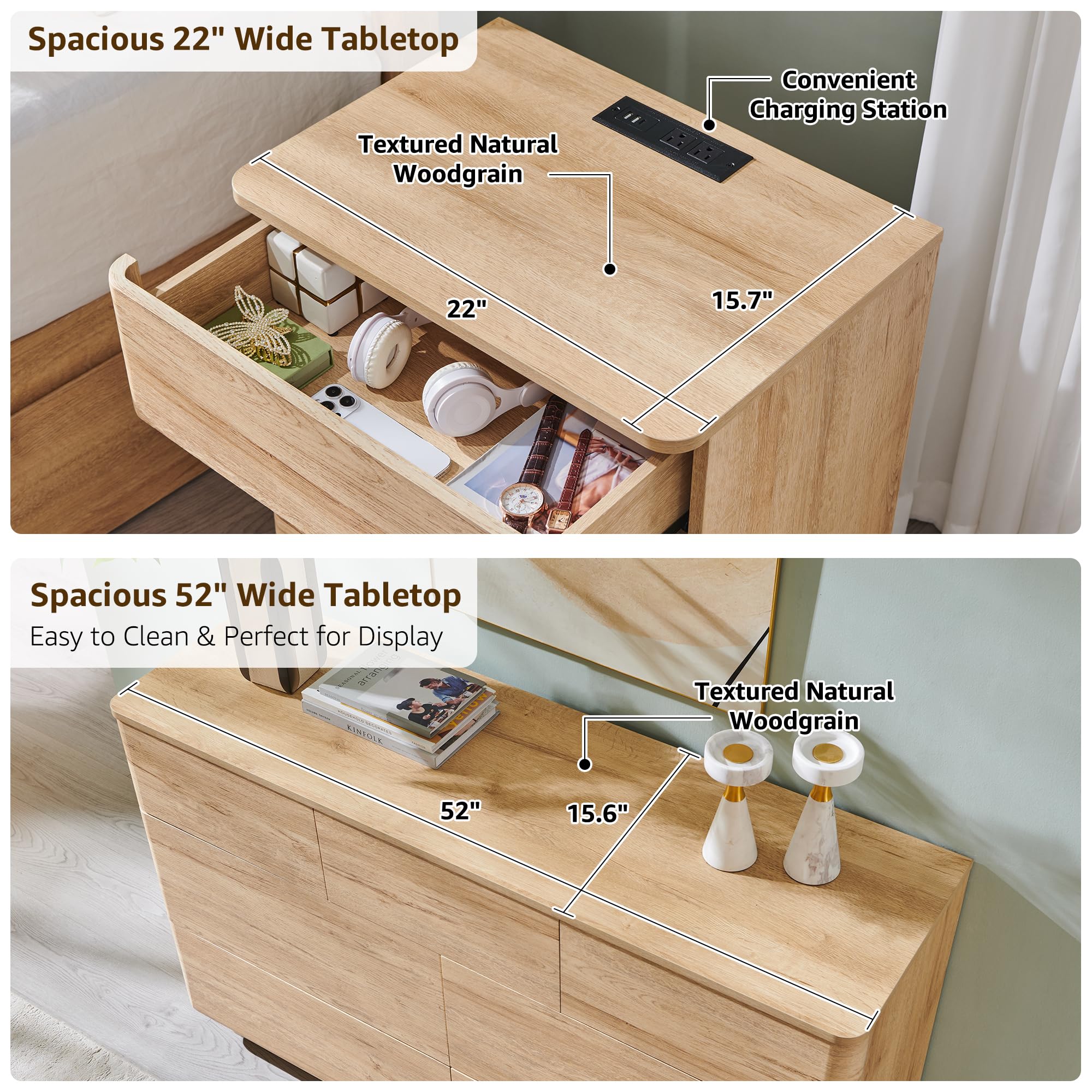 3-Piece Bedroom Set with Dresser & Nightstands