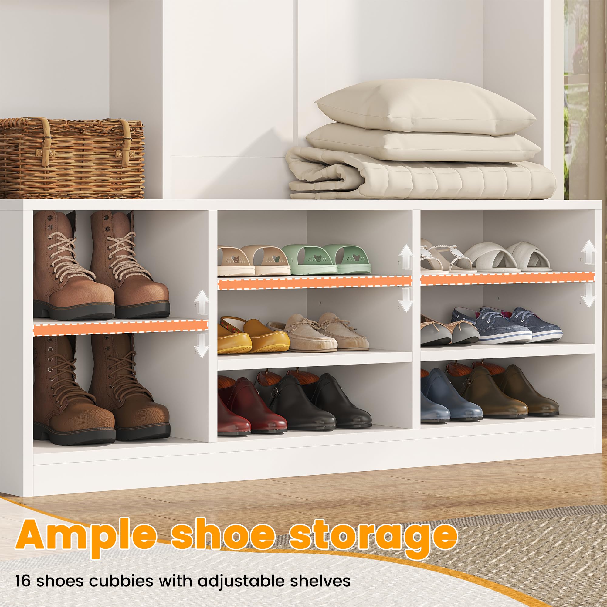 Hall Tree with Bench & Shoe Storage