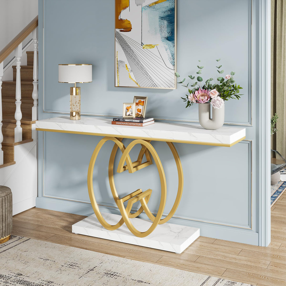 Faux Marble Console Table