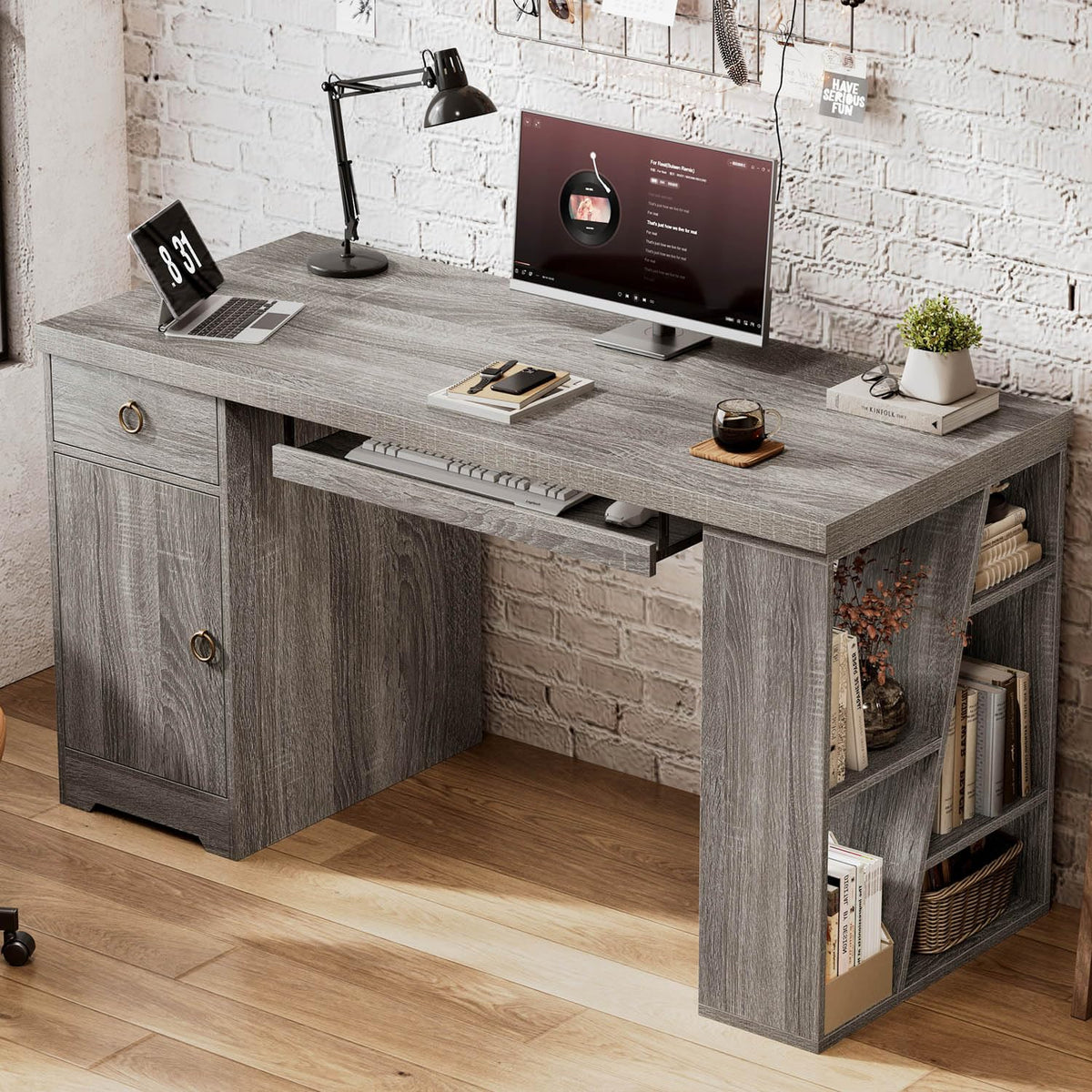 Computer Desk with Keyboard Tray