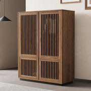 Mid-Century Modern Slatted Door Storage Cabinet