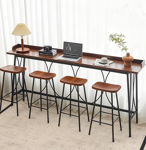 83.8" Bar Table & Chairs Set with 4 PU Stools