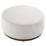 Round Boucle Upholstered Ottoman