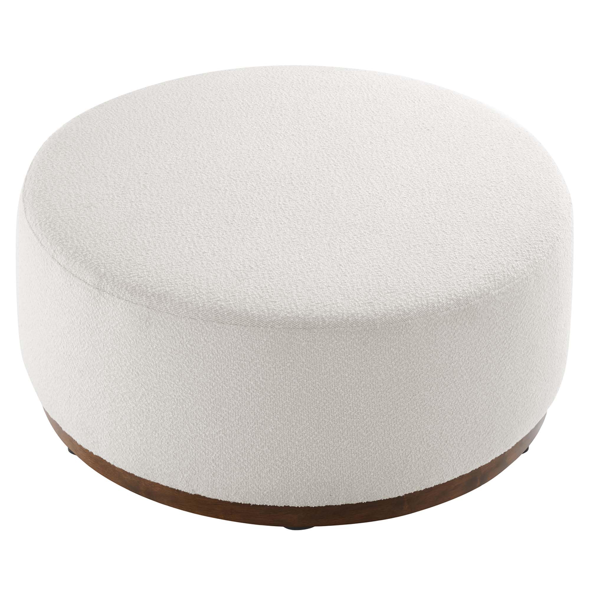 Modway Large 38" Round Boucle Upholstered Upholstered Ottoman