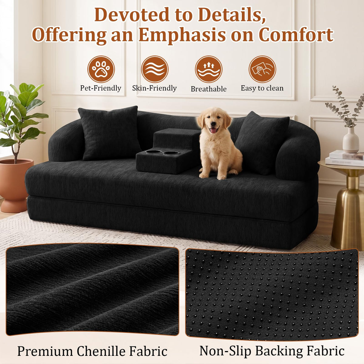 CUBIOU 70" Convertible Sofa Bed, Boneless Futon Sleeper Loveseat Couch