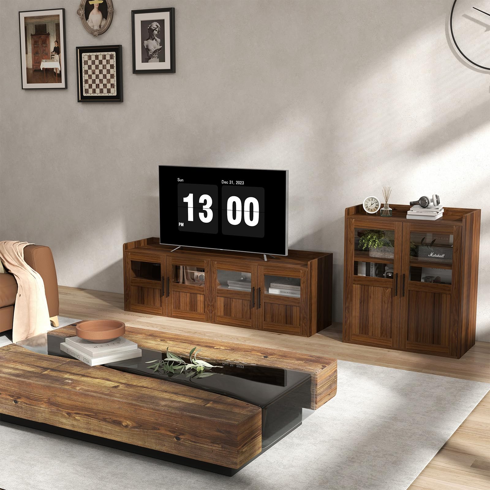 3-Shelf Filing Cabinet with Glass Doors
