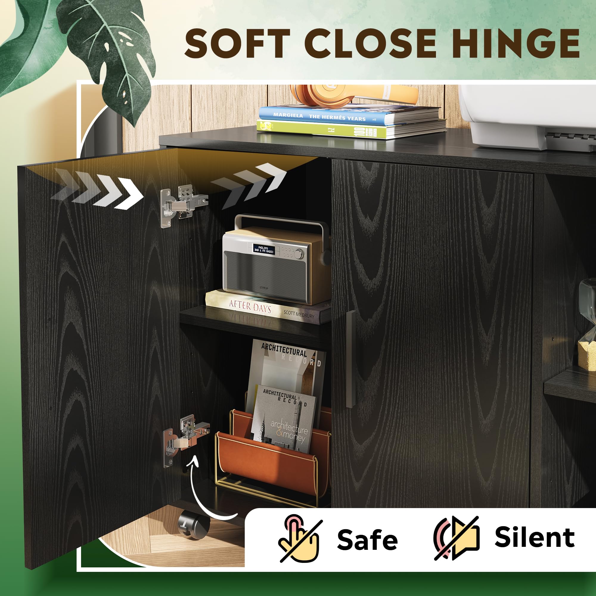 Rolling Office Storage Cabinet with Doors & Shelves