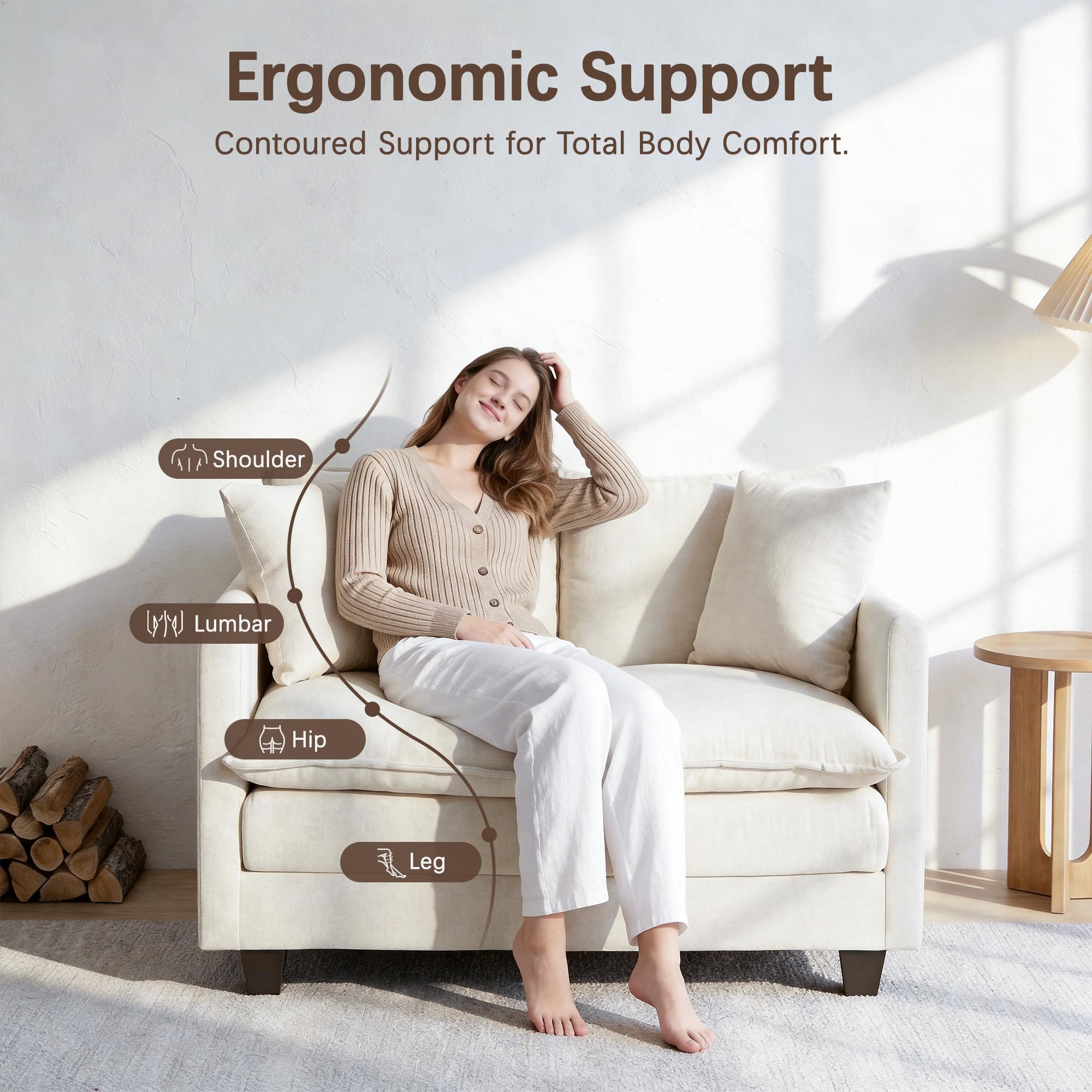 Chenille Cloud Loveseat with Deep Seat, 2 Pillows & Optional Ottoman