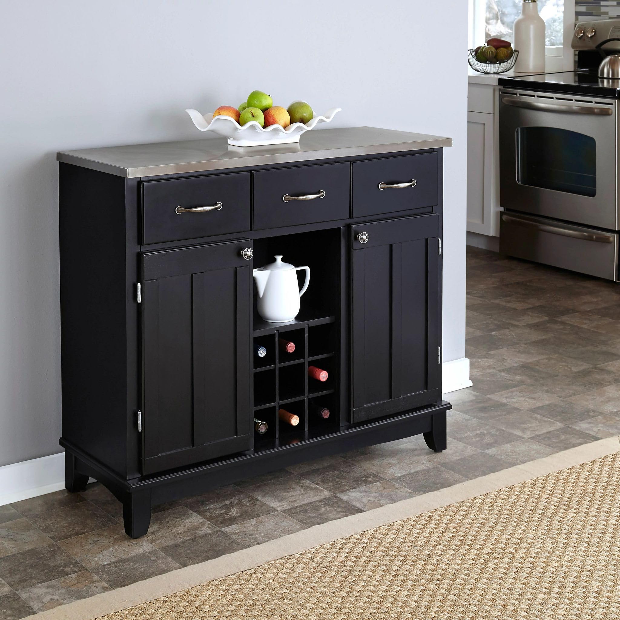 Black Buffet Server with Stainless Steel Top