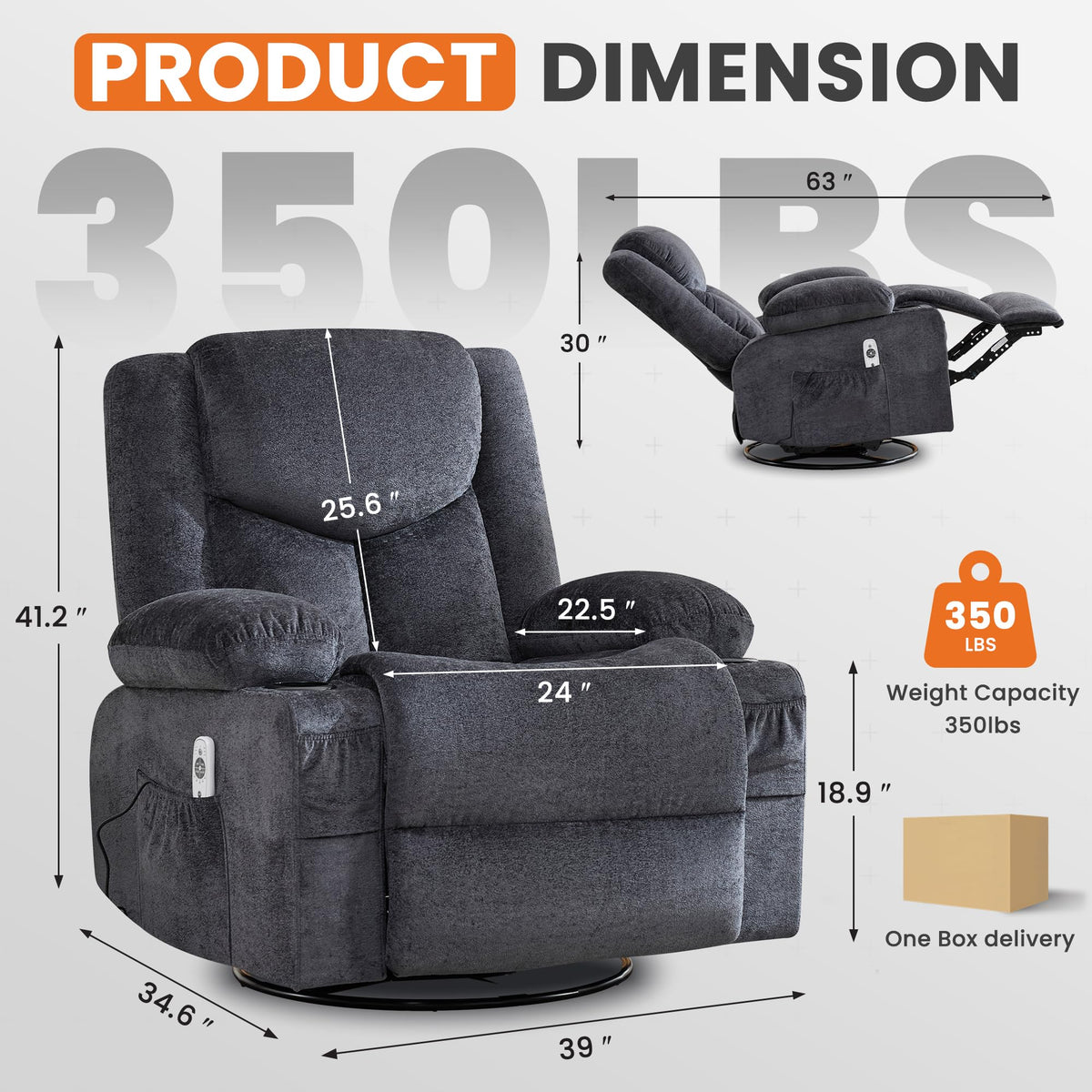 Heated Massage Swivel Recliner