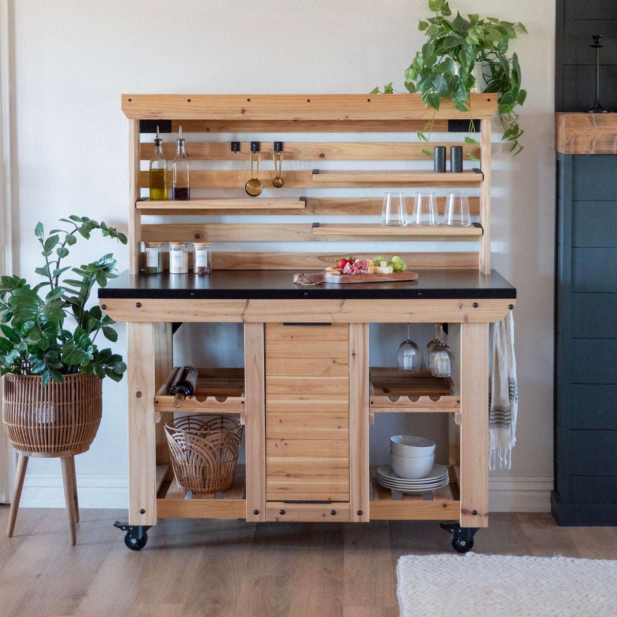 Cedar Buffet Hutch Serving Cart