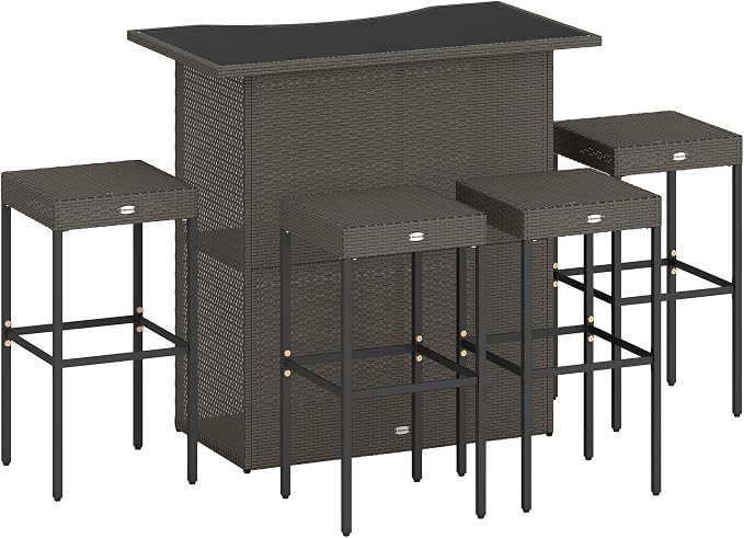 5-Piece Wicker Patio Bar Set
