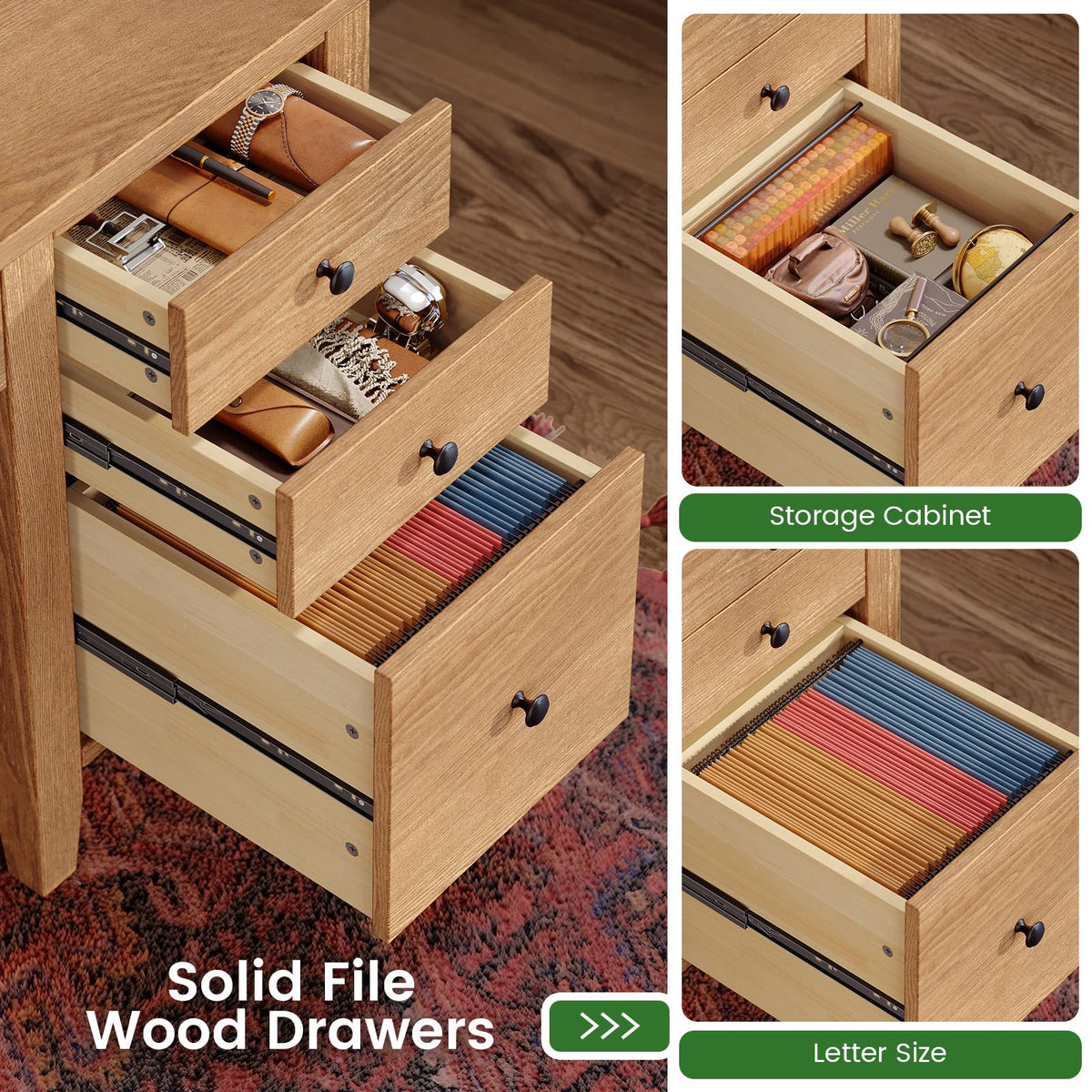 Solid Pine Desk with Drawers