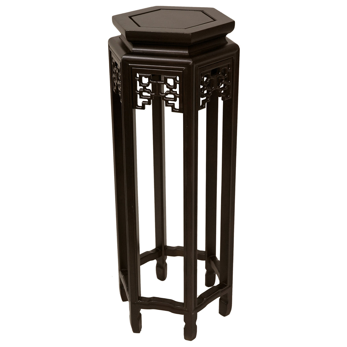 Red Lantern 28" Rosewood Stain Hexagon Plant Stand