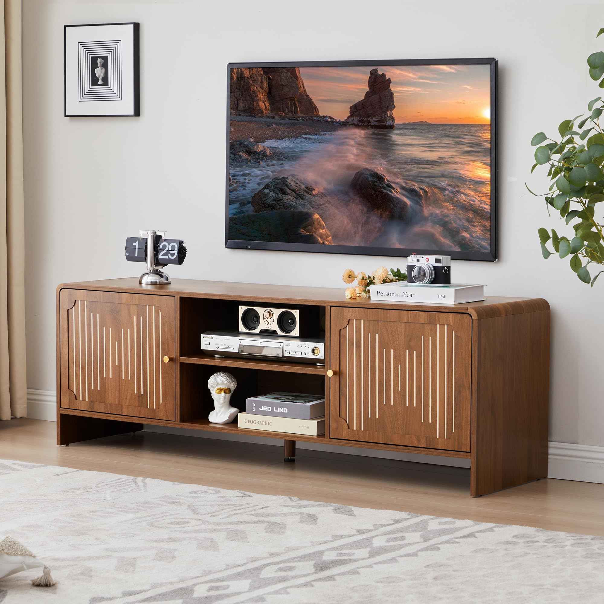 58" Mid-Century Modern TV Stand with Storage
