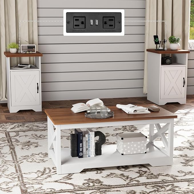 Walnut 3-Piece Coffee Table Set