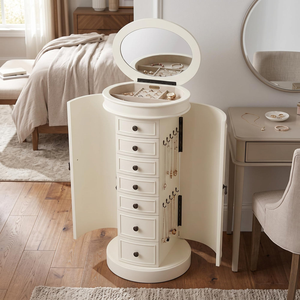 Oval 7-Drawer Jewelry Armoire