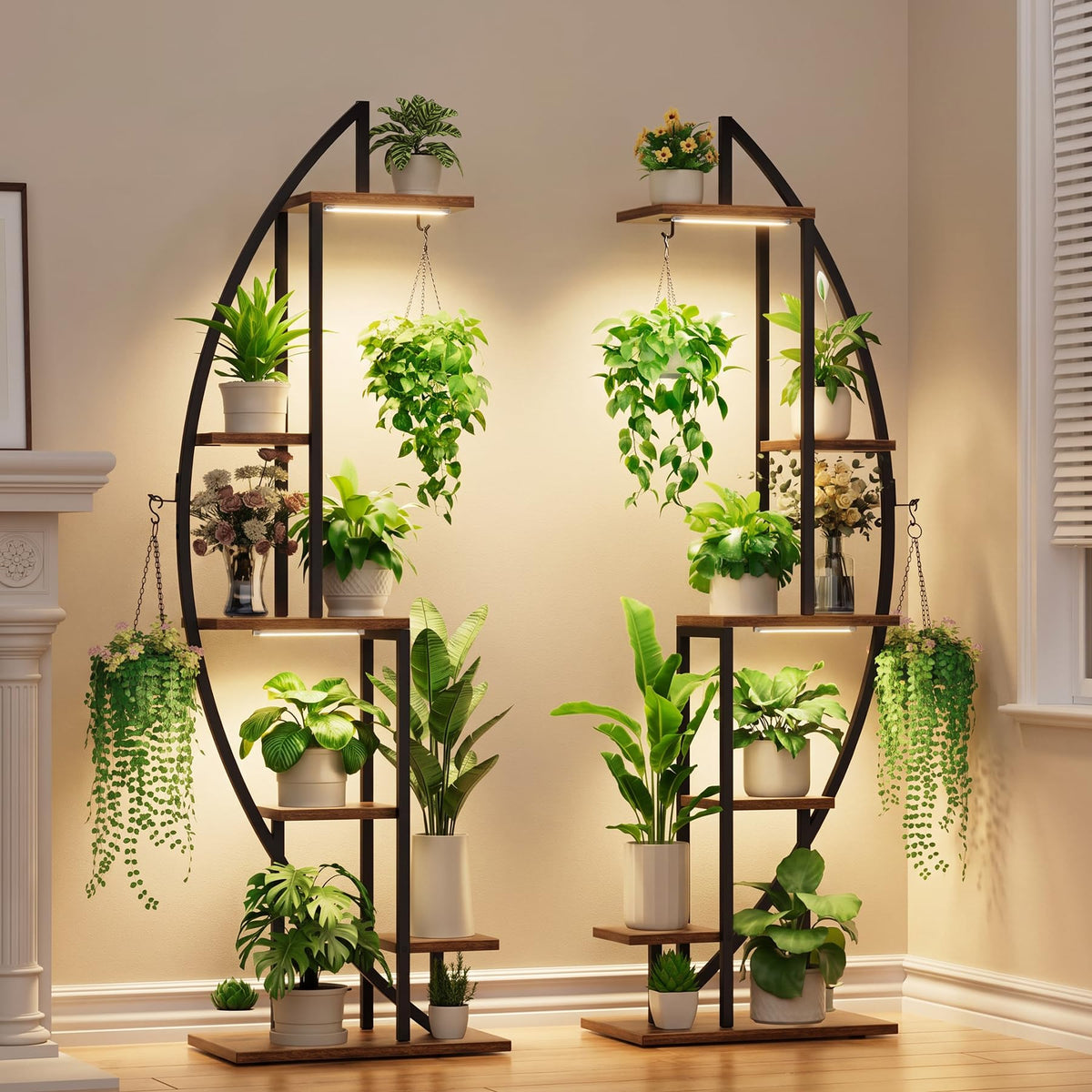 6-Tier Plant Stands with Grow Lights, Set of 2