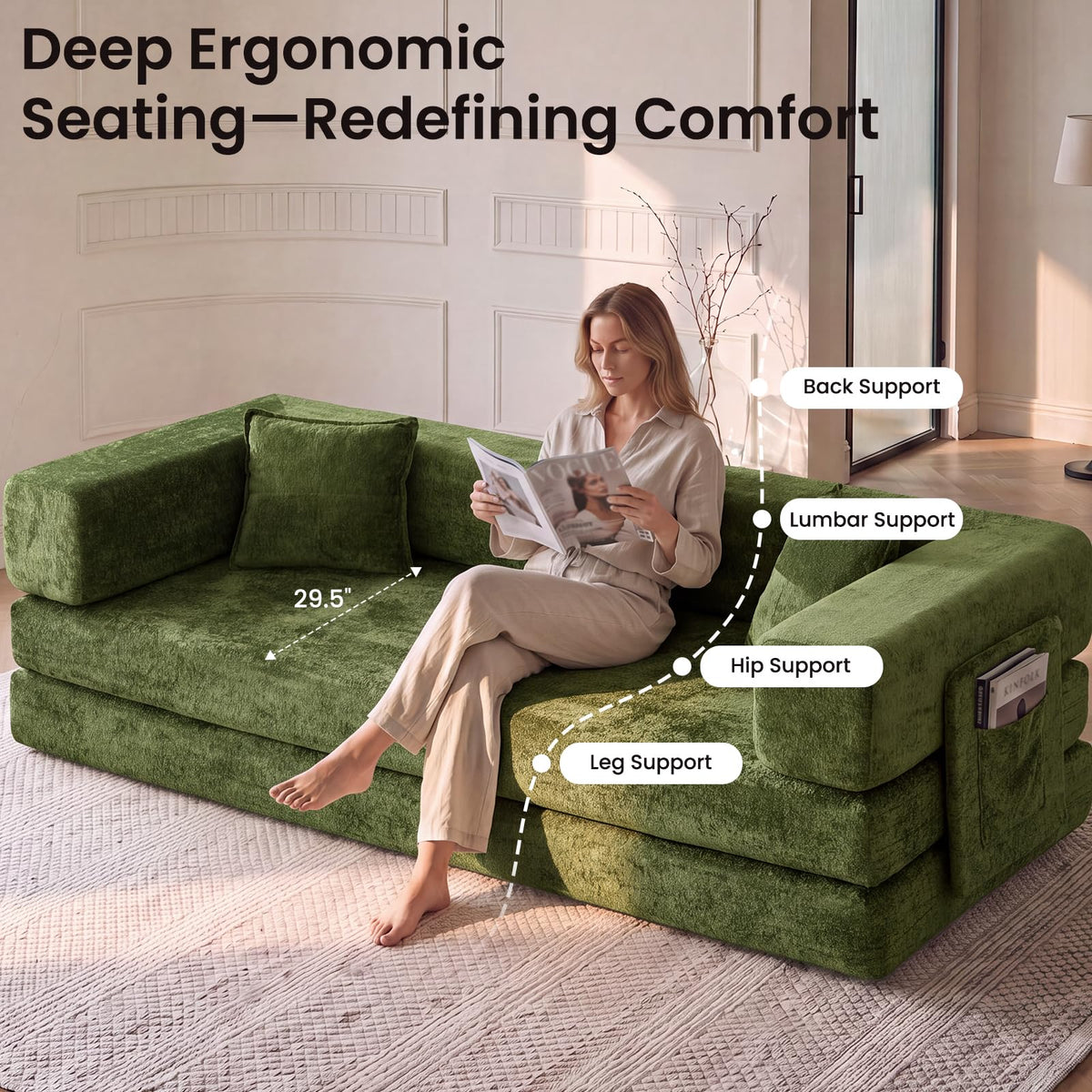 Modular Chenille Sofa Bed