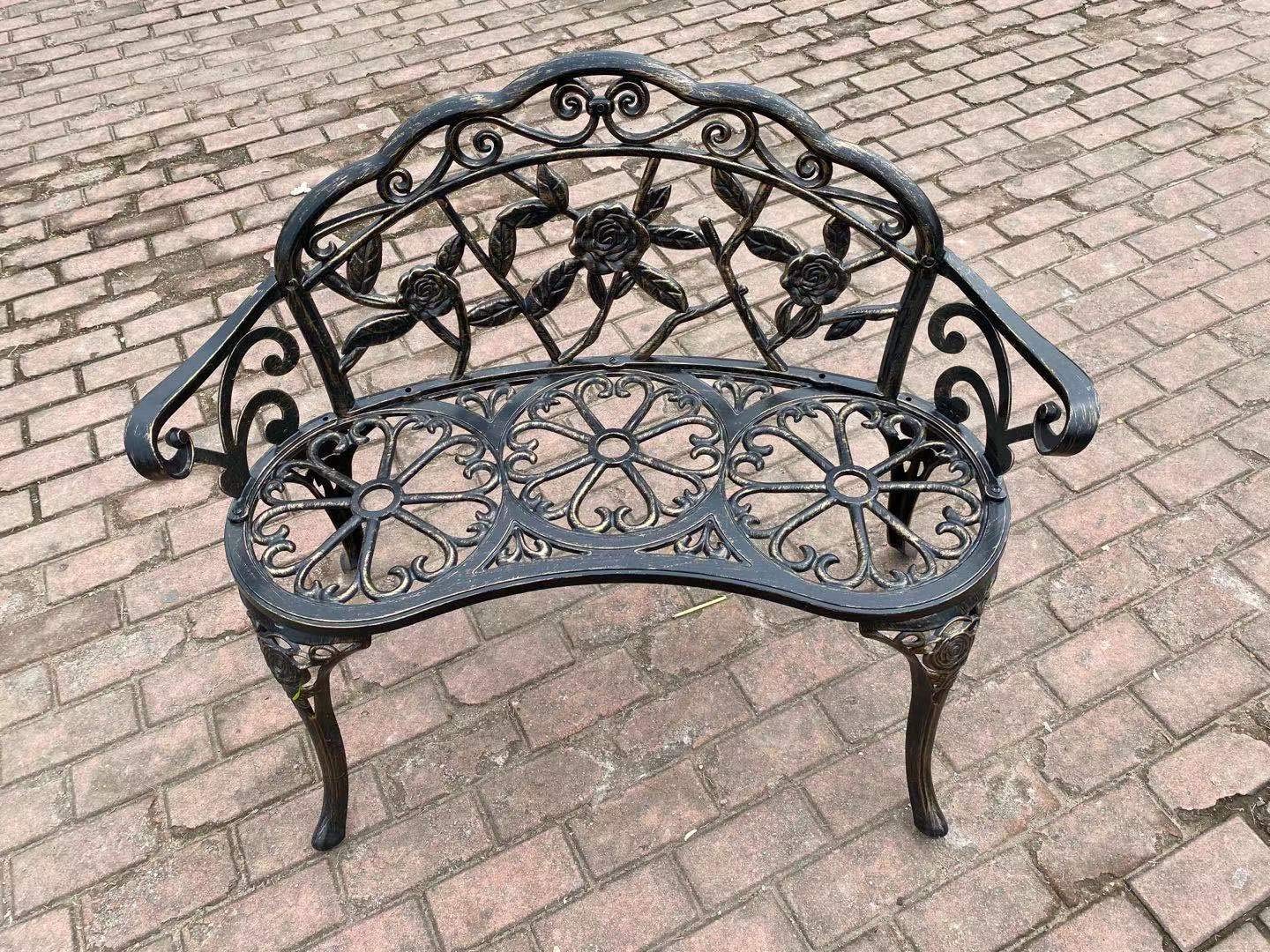 Patio Balcony Bench Double Seat, Anti-Rust Cast Aluminum Patio Garden Bench for Park Yard Outdoor Furniture Copper.1