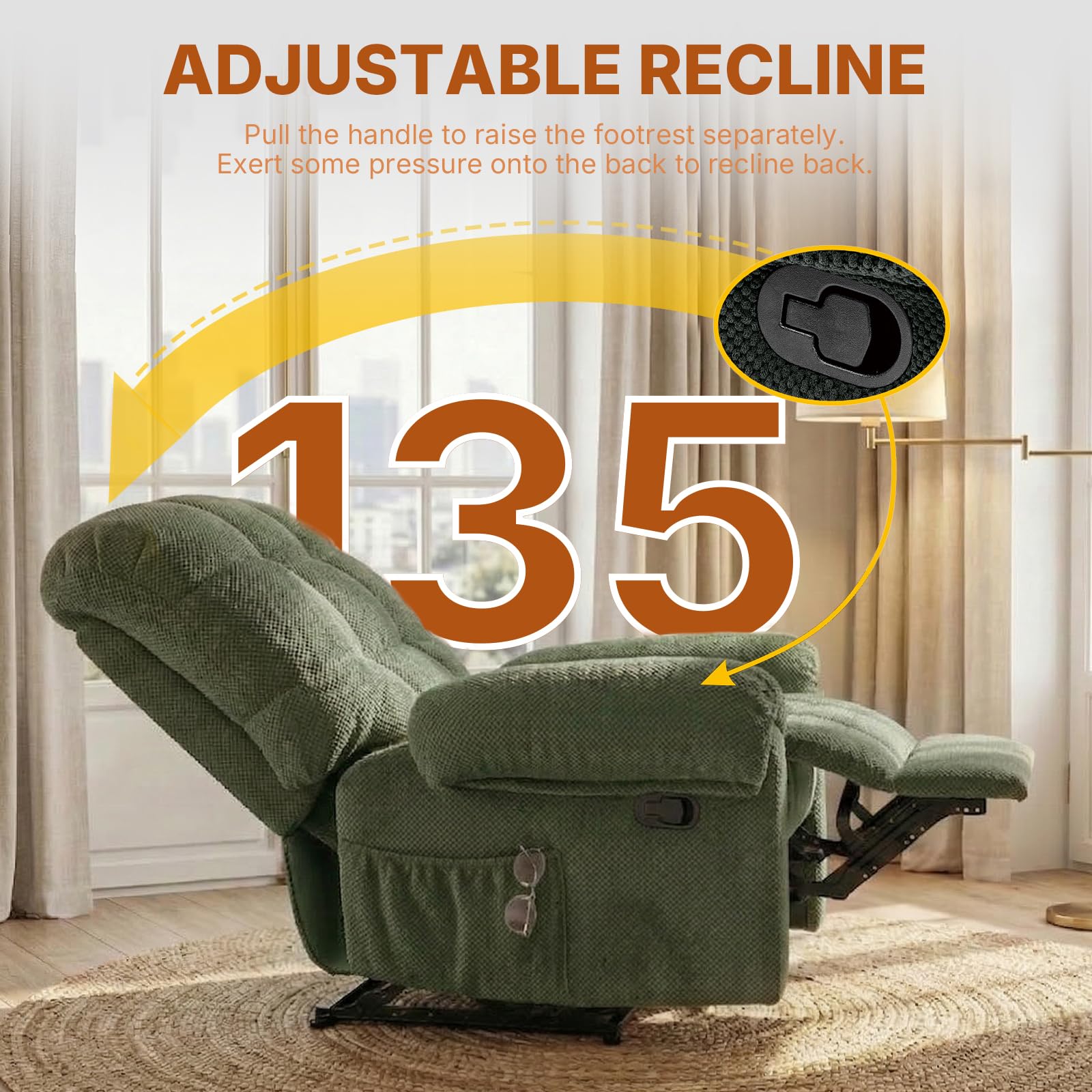 Overstuffed Manual Recliner Chair