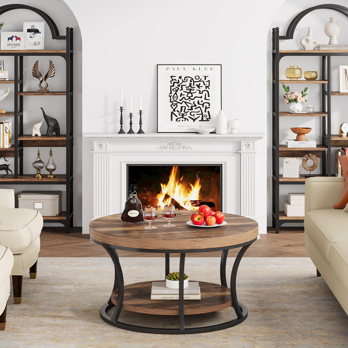 Round Coffee Table with Storage