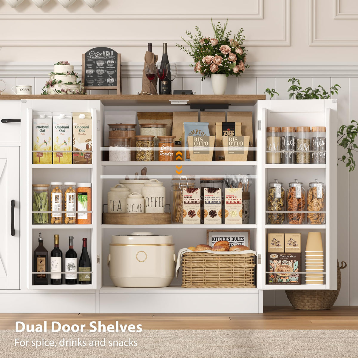 Farmhouse Buffet Cabinet with Charging Station