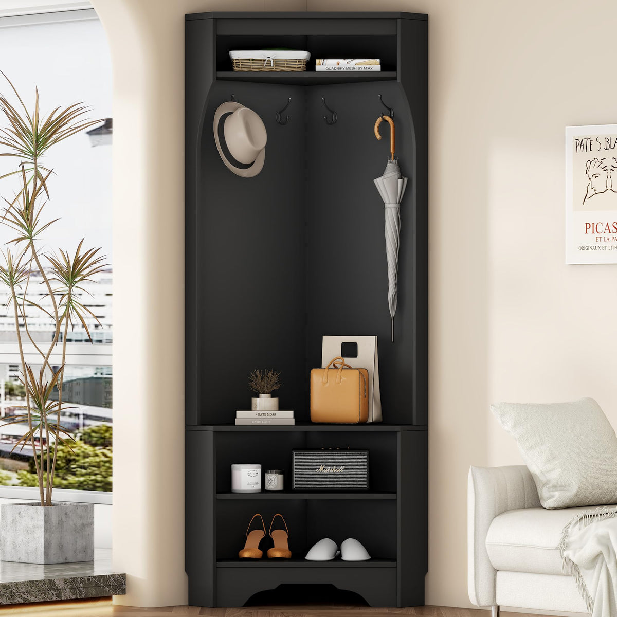 Corner Hall Tree with Shoe Bench